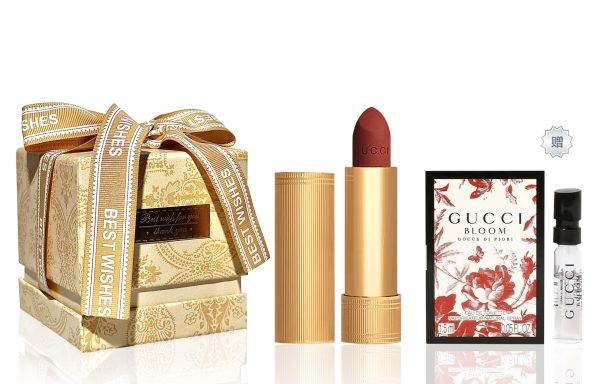GUCCI Pouring Color Matte Lipstick In A Gold Tube Makeup Sets Hydrating 3.5g Free Trial Perfume+Shimmering Gold Box YX0004-古驰金管哑光口红
