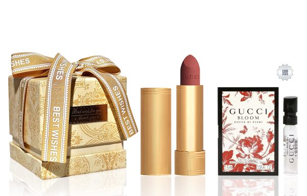 GUCCI Pouring Color Matte Lipstick In A Gold Tube Makeup Sets Hydrating 3.5g Free Trial Perfume+Shimmering Gold Box YX0004-古驰金管哑光口红