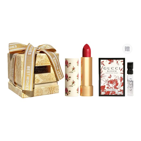 GUCCI Pouring Color Matte Lipstick In A Gold Tube Makeup Sets Hydrating 3.5g Free Trial Perfume+Shimmering Gold Box YX0004-古驰金管哑光口红