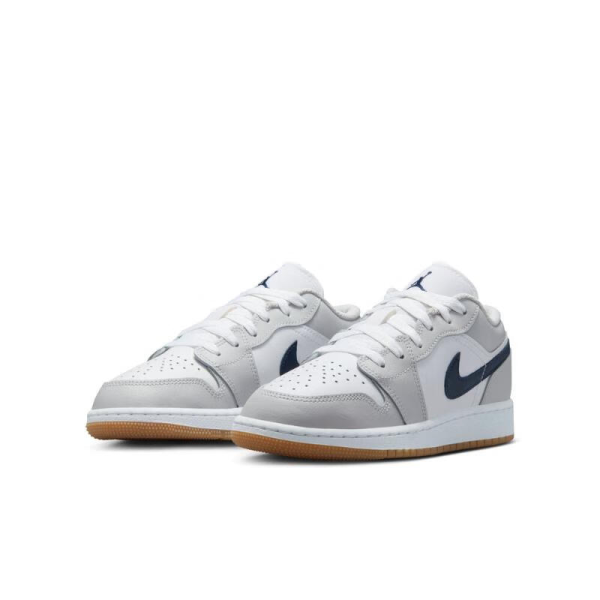 Jordan Air Jordan 1 Anti Slip Wear Resistant Low Top Children's Basketball Shoes White/Gray 553560-146