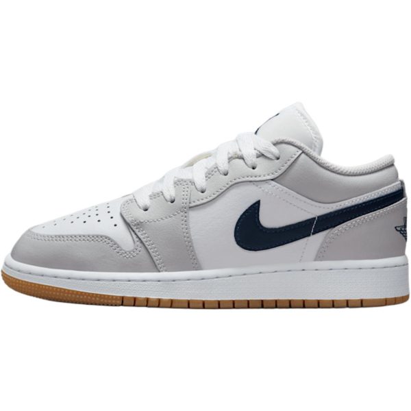 Jordan Air Jordan 1 Anti Slip Wear Resistant Low Top Children's Basketball Shoes White/Gray 553560-146