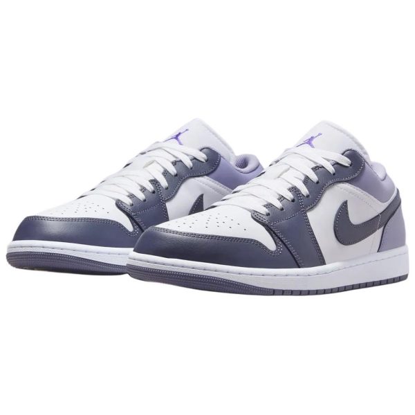4e08054ceb054bfa84d3dc0d73fa50a8.jpg Jordan Air Jordan 1 Anti Slip Wear Resistant Low Top Vintage Basketball Shoes Men's Purple White 553558-145