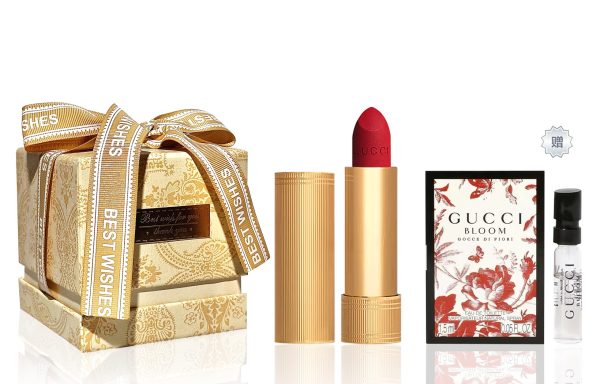 GUCCI Pouring Color Matte Lipstick In A Gold Tube Makeup Sets Hydrating 3.5g Free Trial Perfume+Shimmering Gold Box YX0004-古驰金管哑光口红