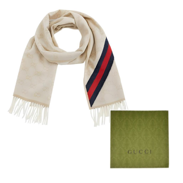 GUCCI Wool Paneled Gg Logo Scarf 570603-3G200-9568