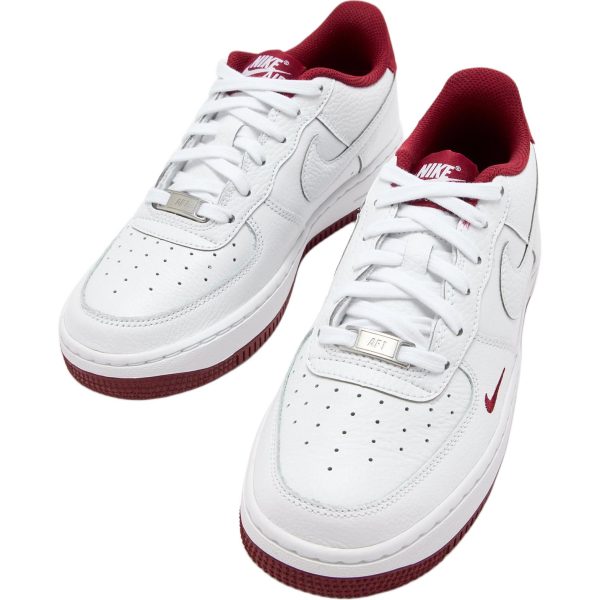 Nike Air Force 1 Lv8 Anti Slip Wear Resistant Low Top Kids' Skateboarding Shoes White Red HF0952-100