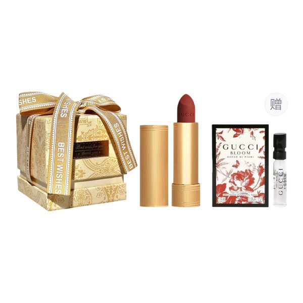 GUCCI Pouring Color Matte Lipstick In A Gold Tube Makeup Sets Hydrating 3.5g Free Trial Perfume+Shimmering Gold Box YX0004-古驰金管哑光口红