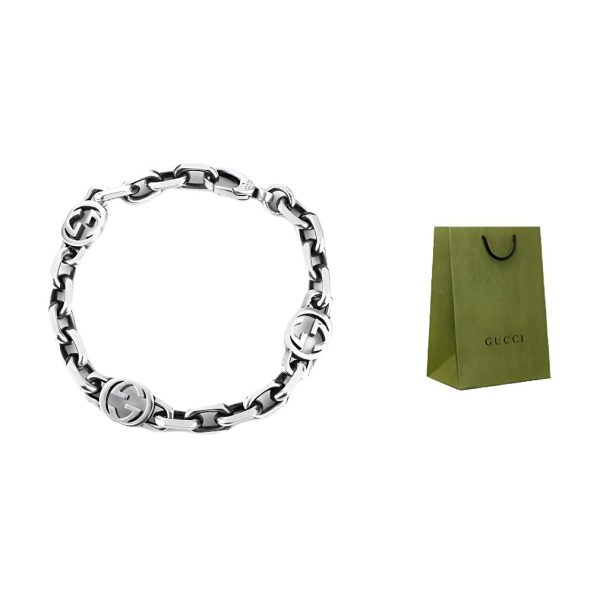 GUCCI Interlocking G Silver Bracelet 620798-J8400-0811-礼袋款