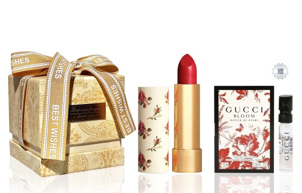 GUCCI Pouring Color Matte Lipstick In A Gold Tube Makeup Sets Hydrating 3.5g Free Trial Perfume+Shimmering Gold Box YX0004-古驰金管哑光口红
