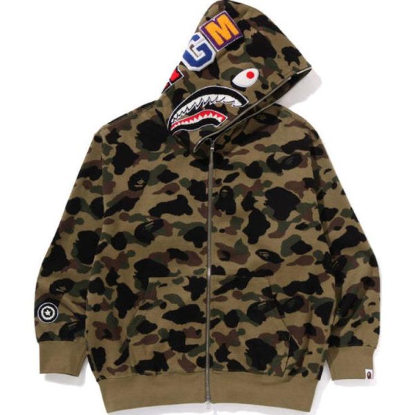 0d181c88ca5345fdbbd42991bd903999.jpg Bape 1st Camo Jacquard Shark Relaxed Fit Full Zip Hoodie 1L30-115-304