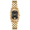 VERSACE Small Gold Brick Wrist Watch Quartz Movement Stainless Steel Watchband Black Dial Women's Watch VE1B00818