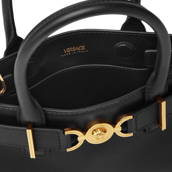 FANSIZHE Medusa '95 Leather Tote Bag, Shopping Bag, Handbag Small Women's Black & Gold 1013169-1A10795-1B00V