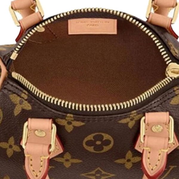 81597ef2f09e4456bc773cfb3acc758e.jpg LOUIS VUITTON Nano Speedy Handbag Monogram Canvas Brown M81085