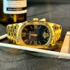 VERSACE Small Gold Brick Wrist Watch Quartz Movement Stainless Steel Watchband Black Dial Women's Watch VE1B00818