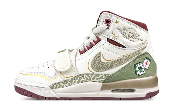 Jordan Legacy 312 Shock Absorbers Slip Resistant High top Vintage Basketball Shoes Women's White Green FZ5047-120(Team76-雀神S-BOX）