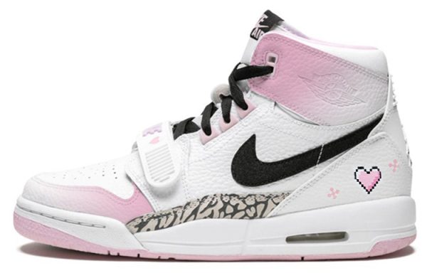 Jordan Legacy 312 High-Top Vintage Basketball Shoes GS White Pink AT4040-106(Team47-女款312爱心)