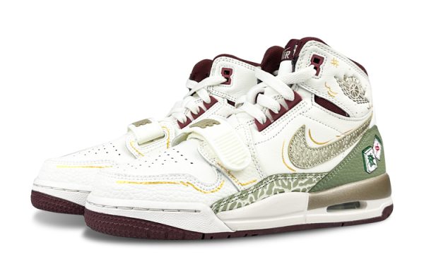Jordan Legacy 312 Shock Absorbers Slip Resistant High top Vintage Basketball Shoes Women's White Green FZ5047-120(Team76-雀神S-BOX）