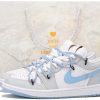 Jordan Air Jordan 1 Low-Top Vintage Basketball Shoes Men's Gray Blue FN8901-164(Team32-男款字母涂鸦SBOX)