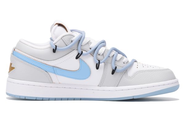 Jordan Air Jordan 1 Low-Top Vintage Basketball Shoes Men's Gray Blue FN8901-164(Team32-男款字母涂鸦SBOX)