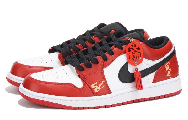 Jordan Air Jordan 1 Low-Top Vintage Basketball Shoes Men's Black Red 553558-161(Team59-男款龙年三SBOX)