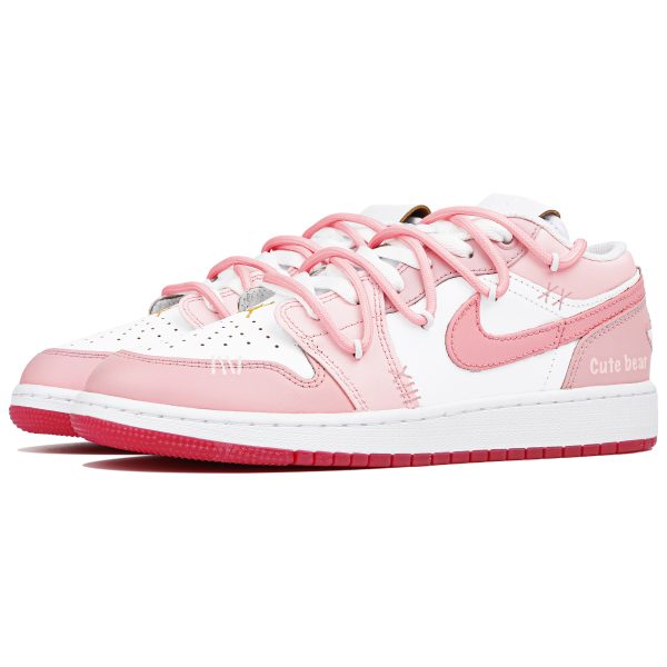 Jordan Air Jordan 1 Low Top Vintage Basketball Shoes GS White Pink FN8895-141（Team-女款甜粉少女）