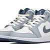 Jordan Air Jordan 1 Mid top Vintage Basketball Shoes GS Gray Blue White DQ8423-014(TeamA-雾蓝恋人)