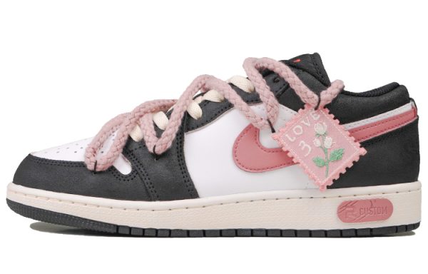 Jordan Air Jordan 1 Low-Top Vintage Basketball Shoes Women's Black Pink DX4374-008(Team27-GS蔷薇恋人S-BOX)