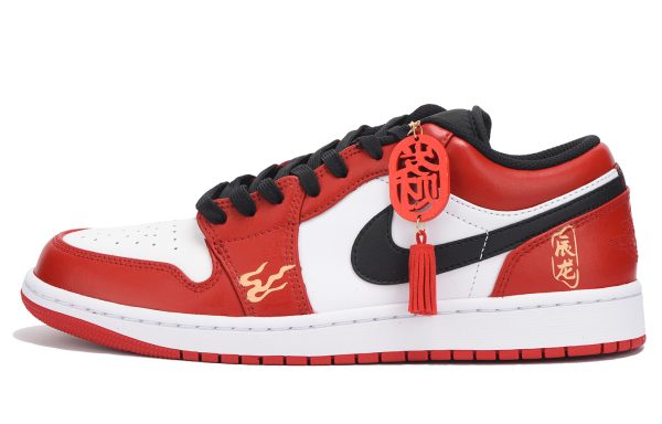 Jordan Air Jordan 1 Low-Top Vintage Basketball Shoes Men's Black Red 553558-161(Team59-男款龙年三SBOX)