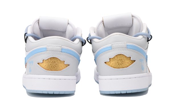 Jordan Air Jordan 1 Low-Top Vintage Basketball Shoes Men's Gray Blue FN8901-164(Team32-男款字母涂鸦SBOX)