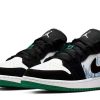 Jordan Air Jordan 1 Slip Resistant Low Top Vintage Basketball Shoes GS Black Green 553560-113(Team56-迷雾森林)