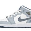 b85c60bf0ed845f1894a4a51aae7ea49.jpg Jordan Air Jordan 1 Anti-Slip Wear-Resistant Mid-Top Vintage Basketball Shoes GS Gray Blue White DQ8423-014(TeamA-雾蓝恋人S-BOX)