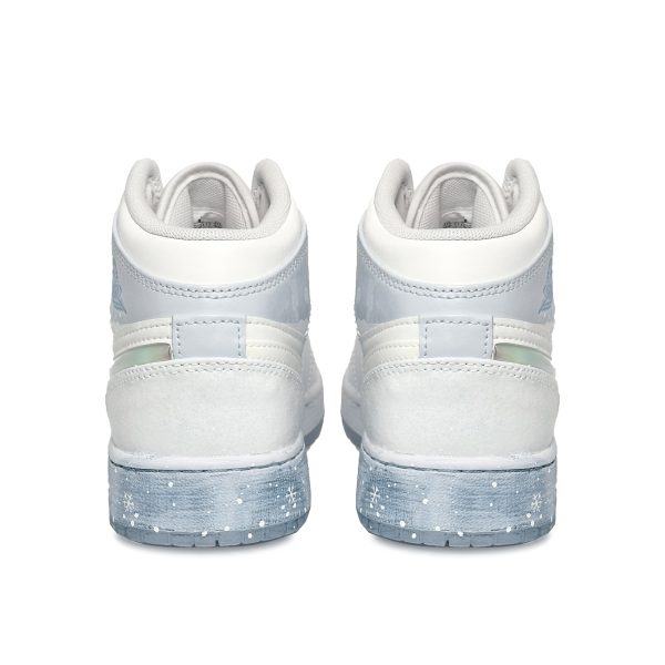Jordan Air Jordan 1 Mid Top Vintage Basketball Shoes GS Blue White FQ9117-400(Team186-柔光映雪)
