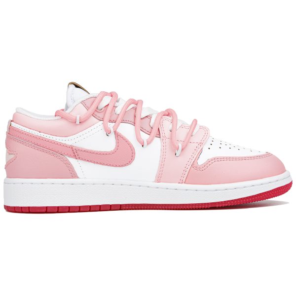 Jordan Air Jordan 1 Low Top Vintage Basketball Shoes GS White Pink FN8895-141（Team-女款甜粉少女）