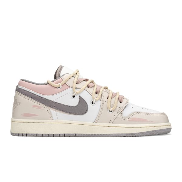 ef8bb0aaa60a4df9b58b225d31f22934.jpg Jordan Air Jordan 1 Low top Vintage Basketball Shoes GS Gray Pink 553560-053(TeamA-誓言玫瑰S-BOX)
