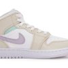 Jordan Air Jordan 1 Vintage Basketball Shoes Women's High top Beige Apricot/Purple/Green DQ8423-501(Team80-女款芋泥薄荷)