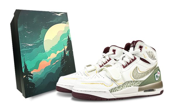 Jordan Legacy 312 Shock Absorbers Slip Resistant High top Vintage Basketball Shoes Women's White Green FZ5047-120(Team76-雀神S-BOX）