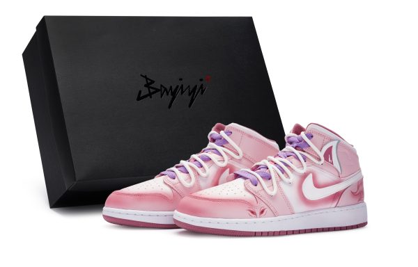 Jordan Air Jordan 1 Vintage Basketball Shoes Women's Mid top White DQ8423-616(Team80-女款妲己小狐S-BOX)